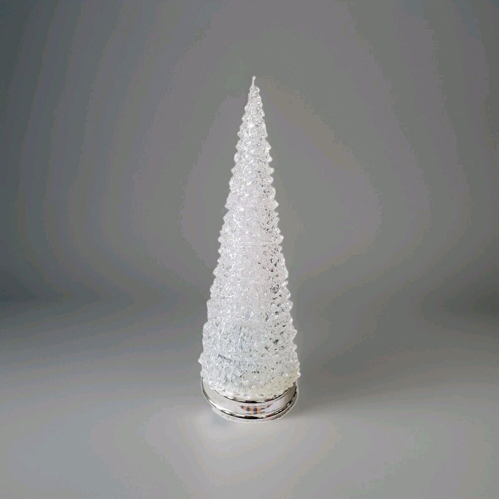 Light-Up Icicle Blue Christmas Tree Clear Frosted Decor Holiday 16" Tested